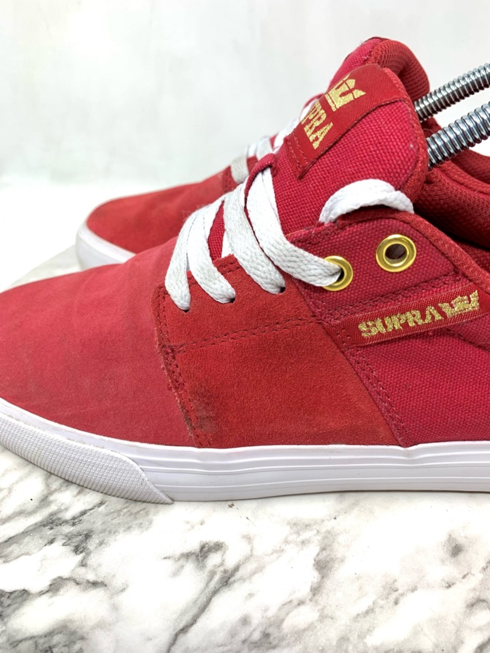 Supra Stacks II Vulc Red Nubuck/Canvas Low-Top Skate Sneakers 8 Mens Sporty Punk - Picture 13 of 16